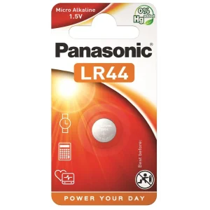 Батарейка Panasonic щелочная LR44(A76, AG13, G13A, PX76, GP76A, RW82) блистер, 1 шт., LR-44EL/1B UA